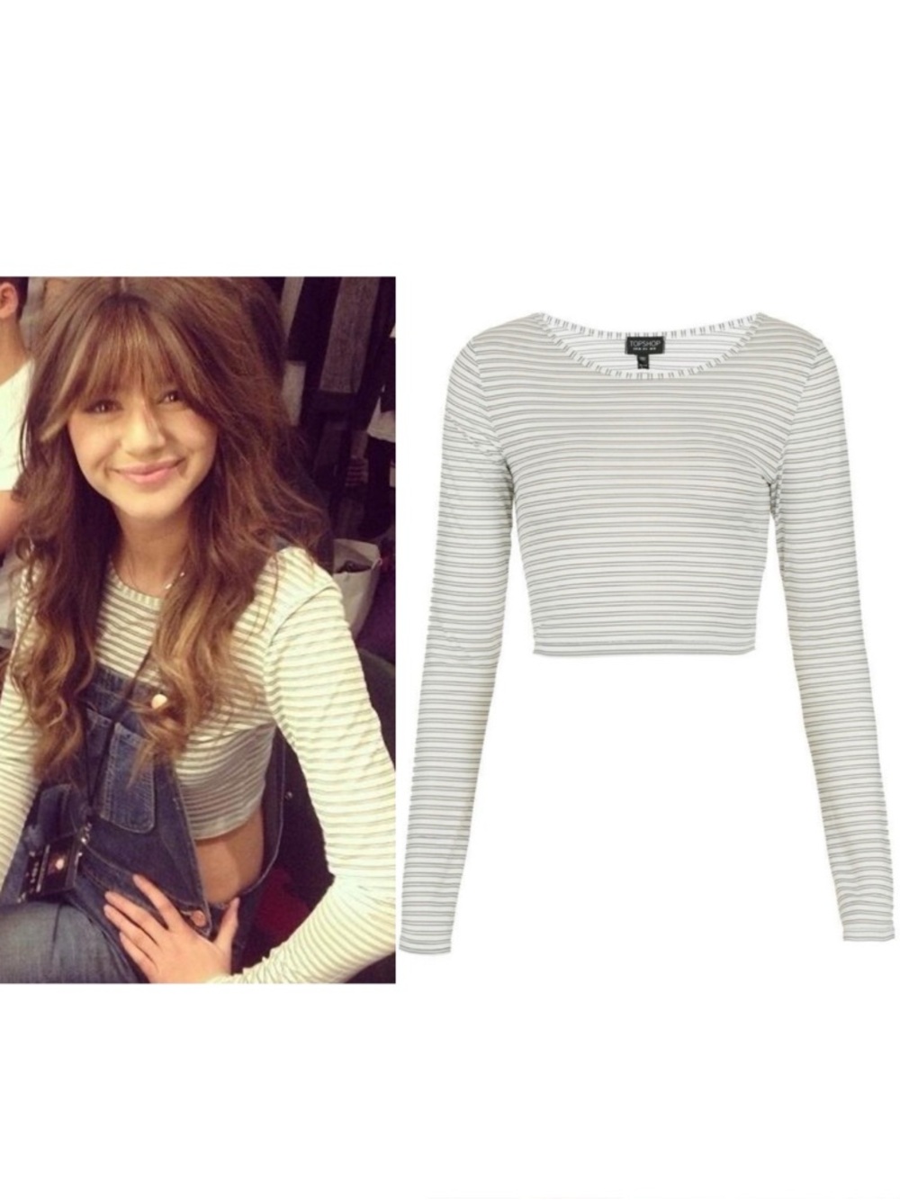 Topshop Striped Mesh Cropped Top as seen on Eleanor Calder - Size 6